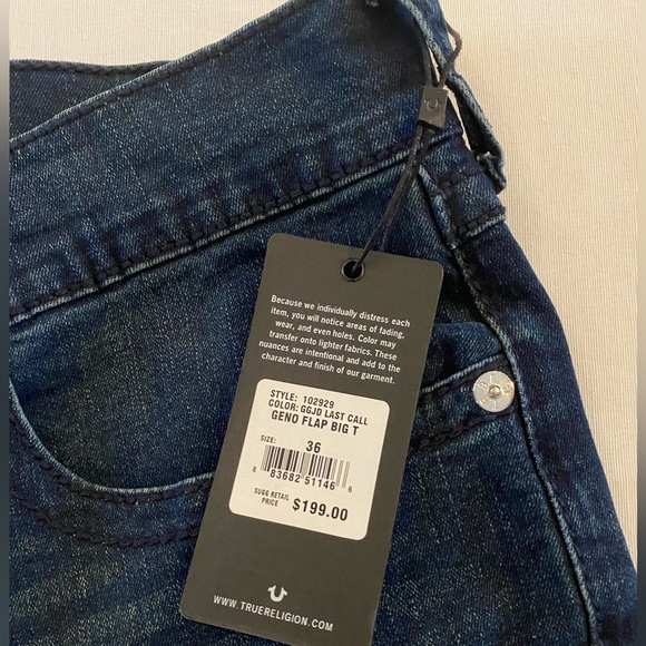 NEW True Religion Geno Flap Relaxed Slim
Jeans 36 40X33 - Picture 5 of 9
